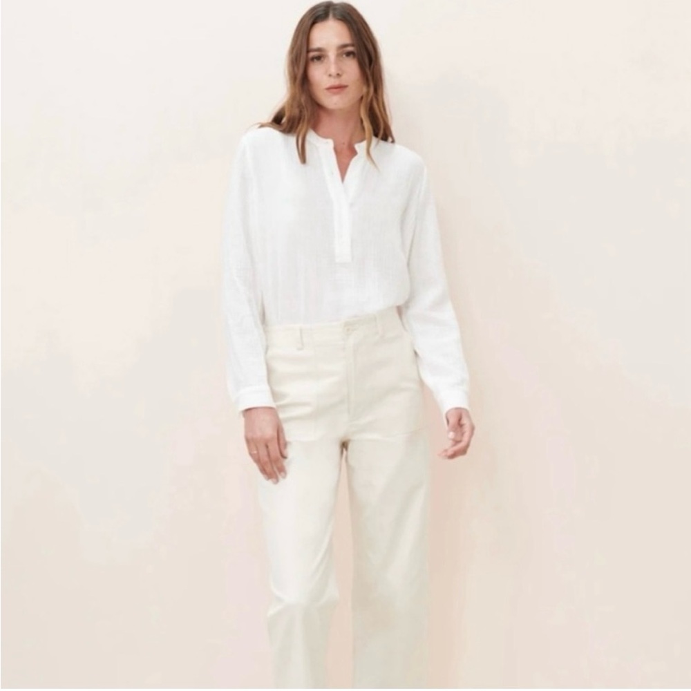 Jenni Kayne White Collarless Shirt